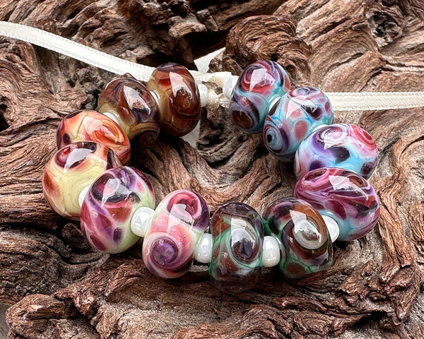 multicolor lampwork beads