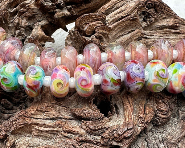 peaceful pond frit lampwork beads