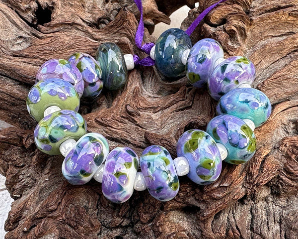 cottage garden frit lampwork beads