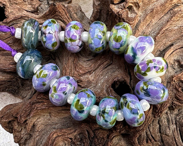 cottage garden frit lampwork beads