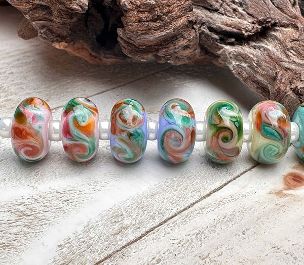 mint majesty frit lampwork beads