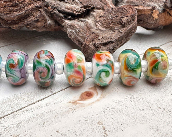 mint majesty frit lampwork beads