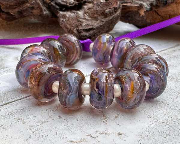 purple blue lampwork beads