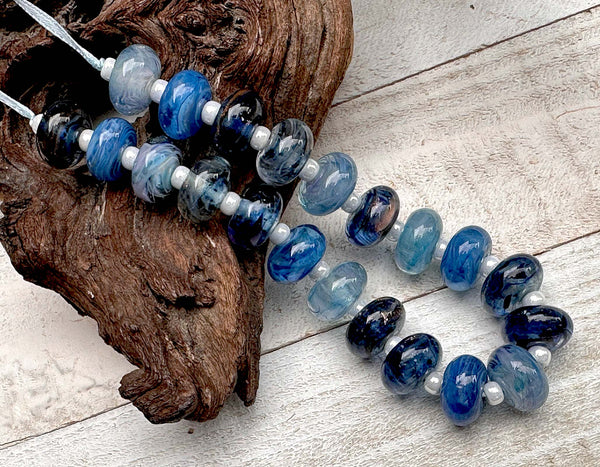 blue lampwork beads