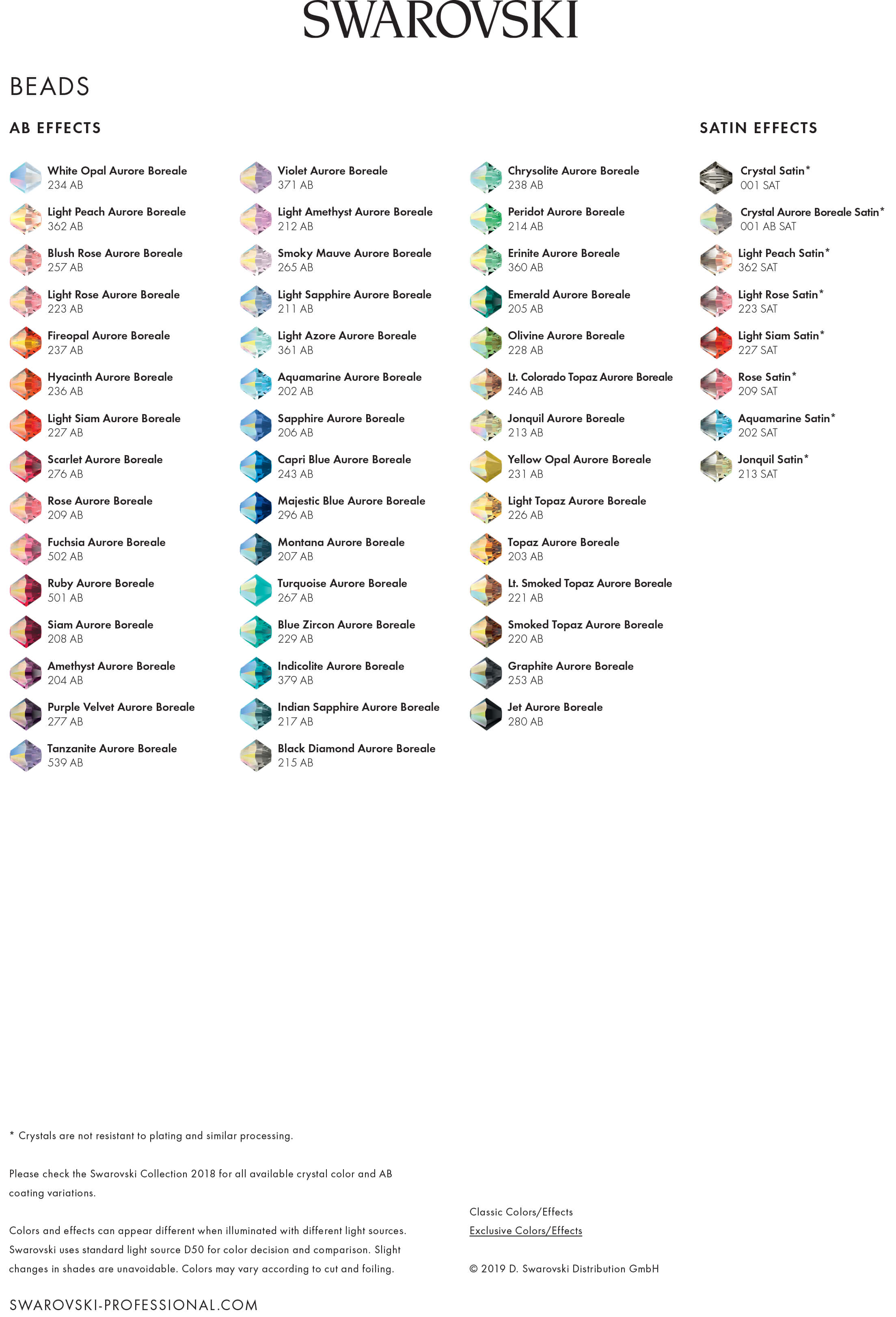 Swarovski Crystal Color Chart – SWCreations