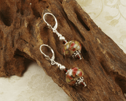 red lampwork earrings