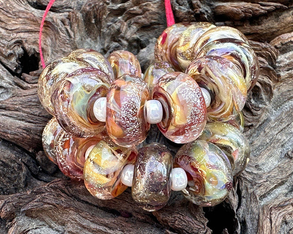 strawberry brown frit beads