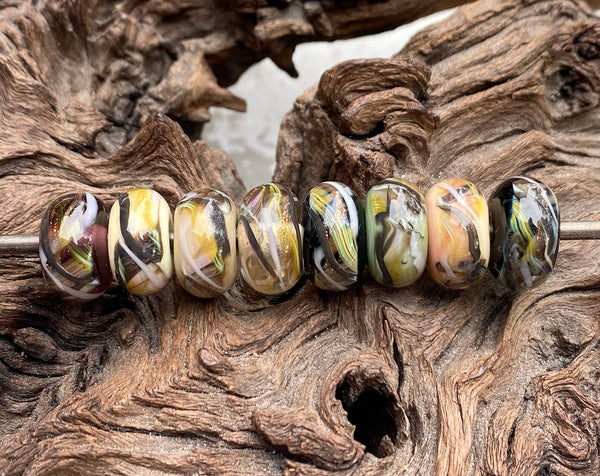 twisted shimmer lampwork beads