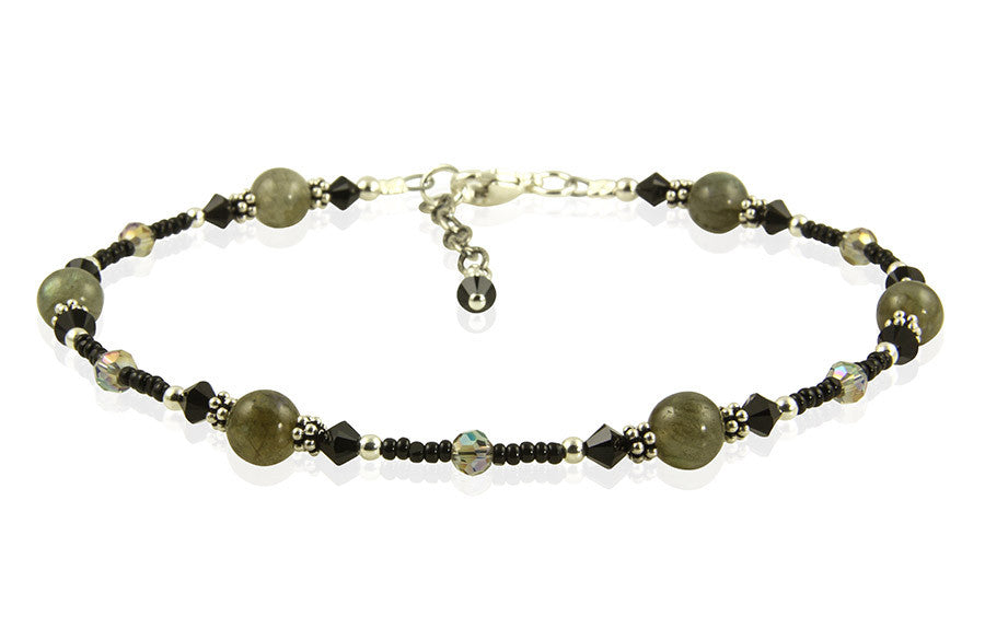 Handmade Black Labradorite Gemstone Beaded Anklet – SWCreations