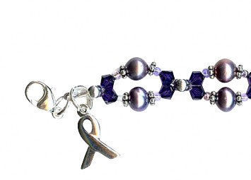 Domestic Abuse Purple Velvet Twist Awareness Beaded Bracelet