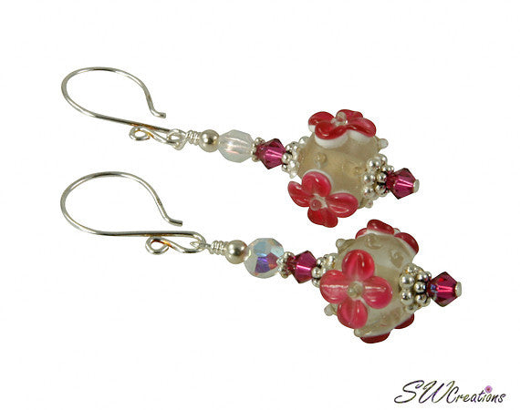 Dainty Geisha Lamp Work Glass Bead Earrings -  India