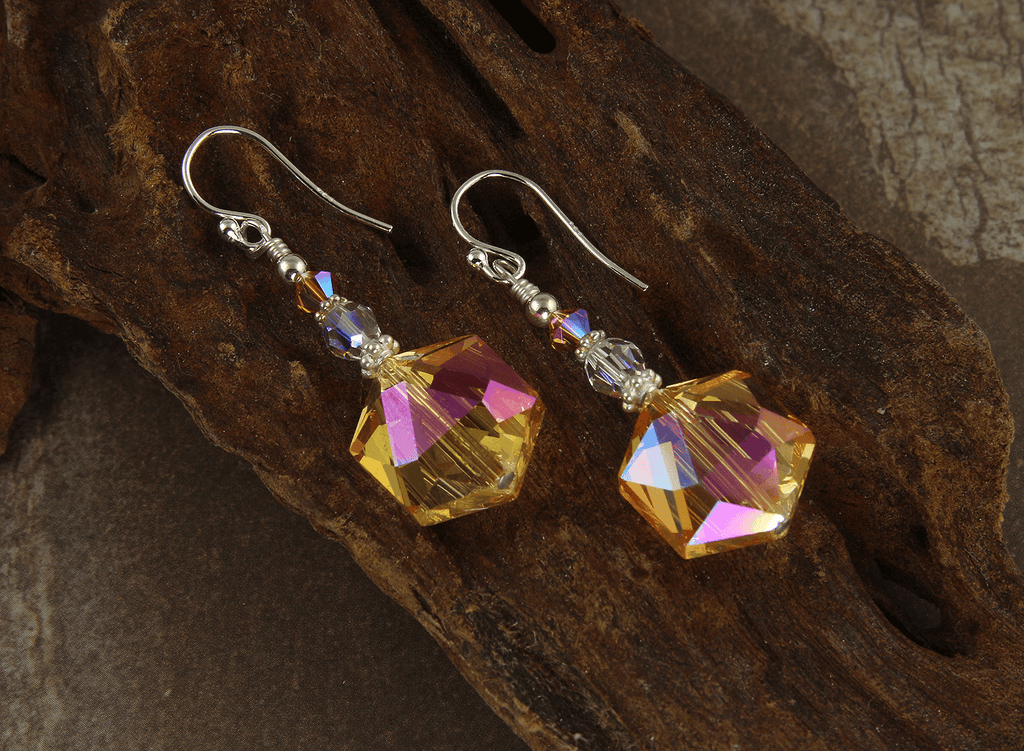 cut tangerine quartz earrings