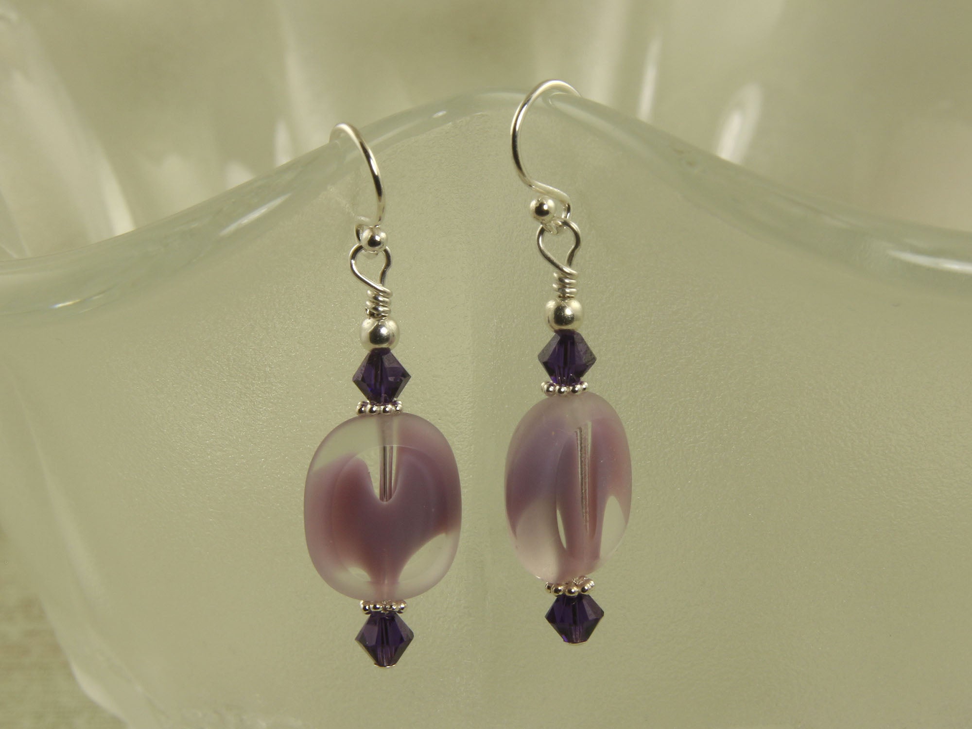 Handcrafted Iridescent Violet Purple Beaded Earrings – SWCreations