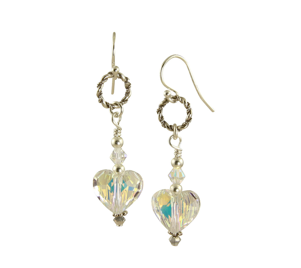 SWCreations - Heart Crystal Earrings, Crystal Earrings, Beaded
