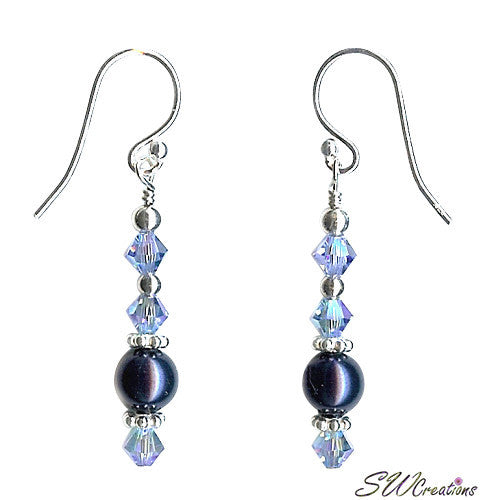 Handcrafted Ocean Mist Crystal Pearl Silver Earrings – SWCreations