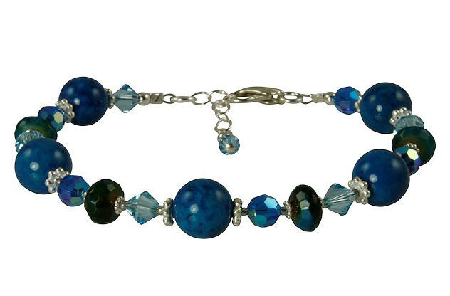 Aqua Blue Apatite Gemstone Beaded Bracelet