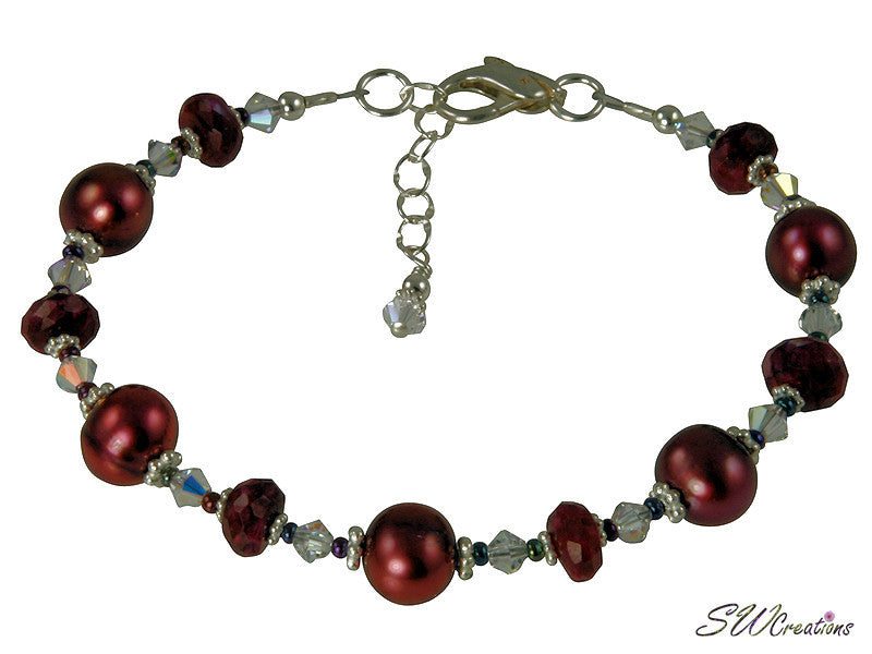 Ruby Moonstone Pearl Gemstone Bracelet