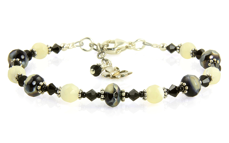 Black Mother of Pearl Crystal Bracelet