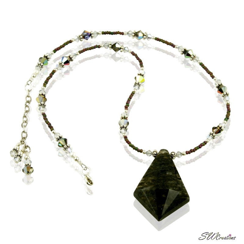 Handmade Moss Agate Volcano Crystal Silver Necklace – SWCreations