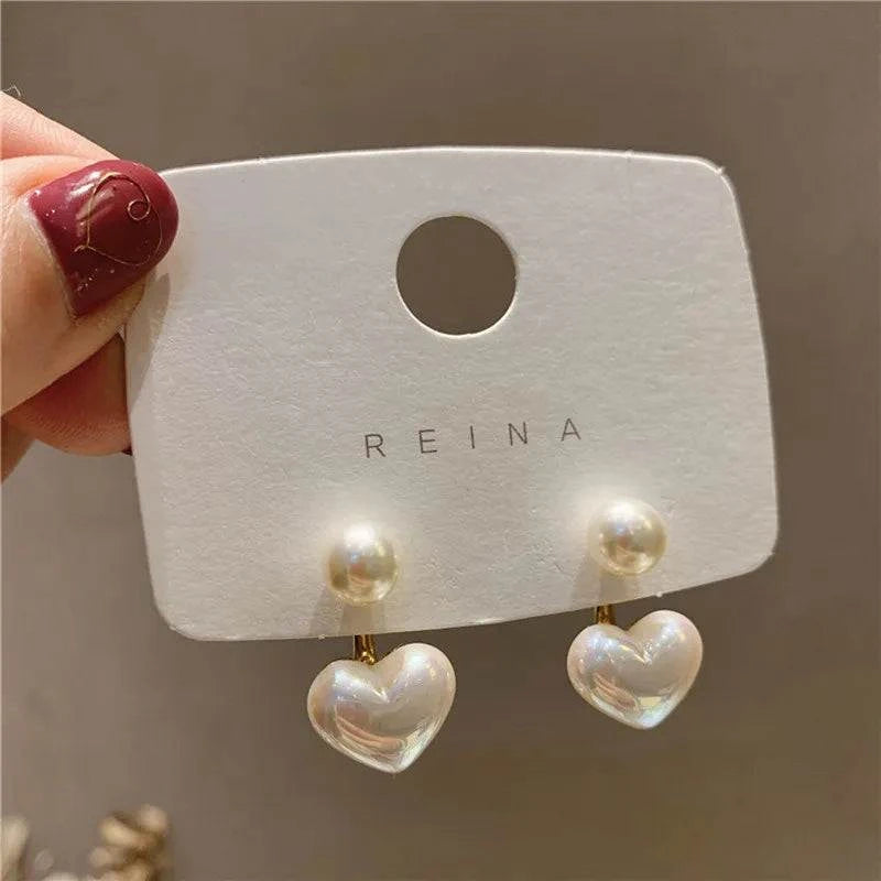 Heart Pearl Drop Earrings 💖✨