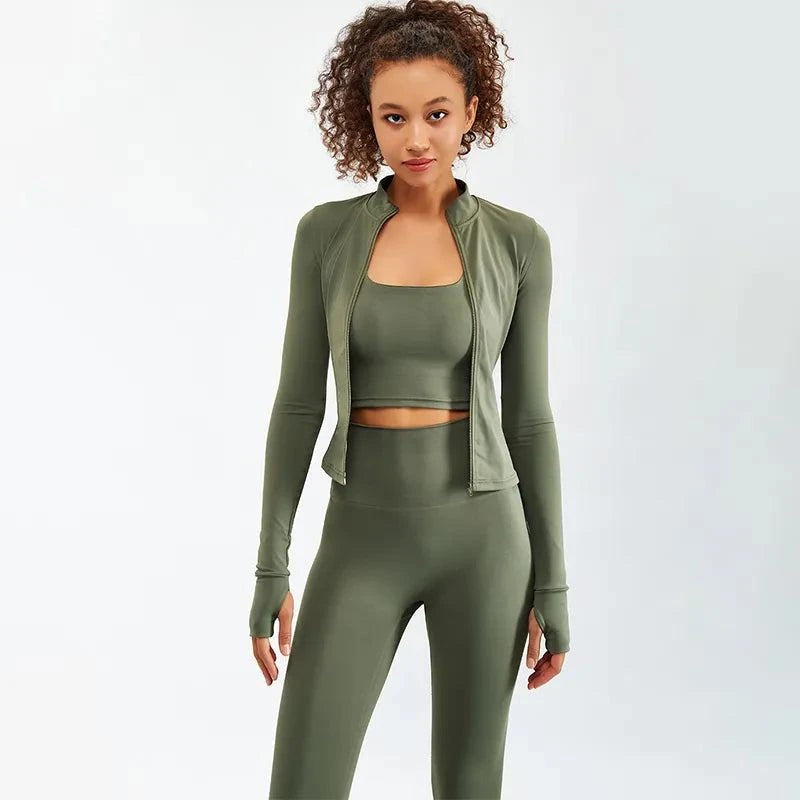 Newest Zipper Long Sleeve Yoga Set 🧘‍♀️💪 #Sportswear