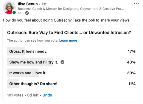 LinkedIn Poll about Outreach