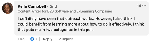 LinkedIn Comment about Outreach