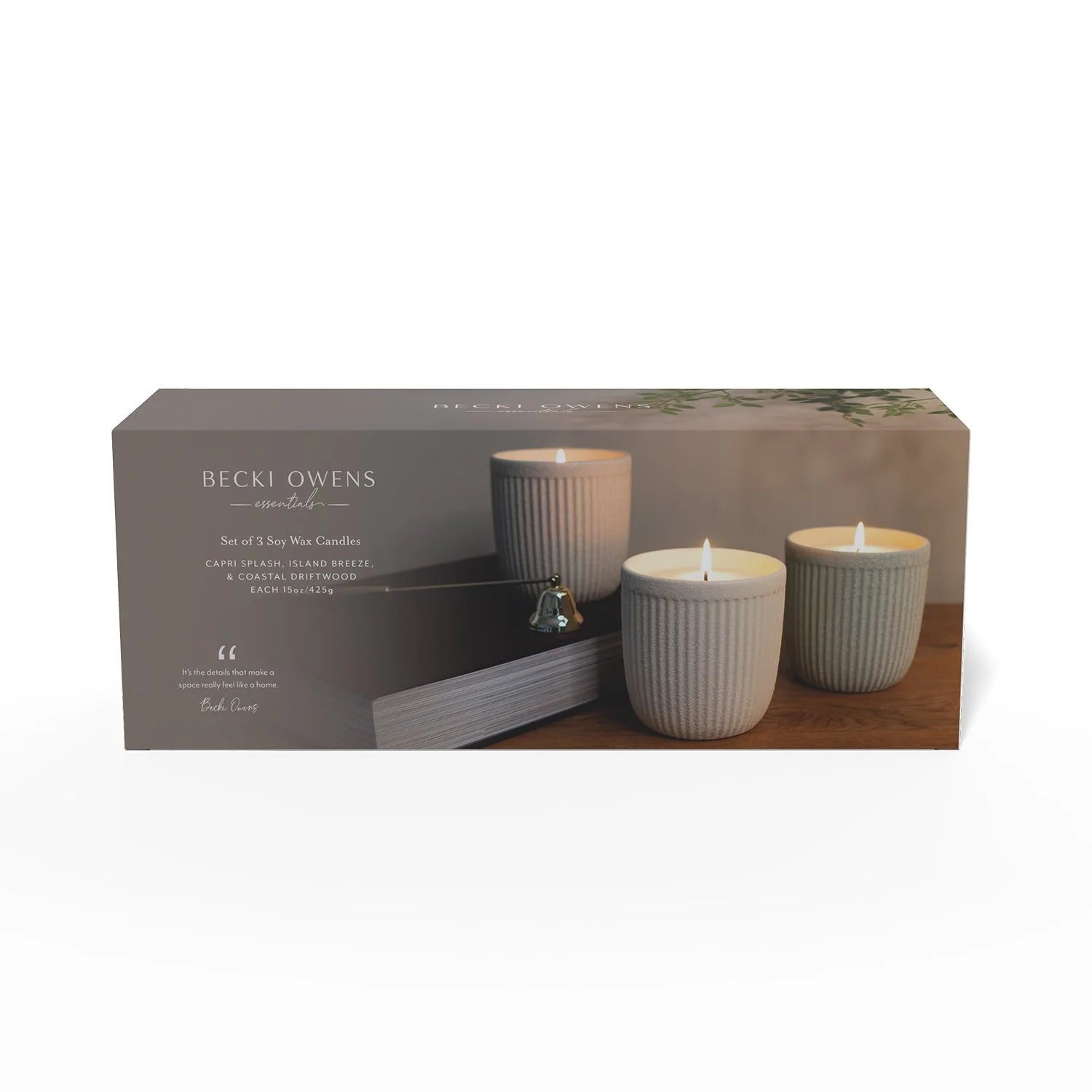 Becki Owens Luxury Scented, Set of 3 Candles Collection, 15oz.