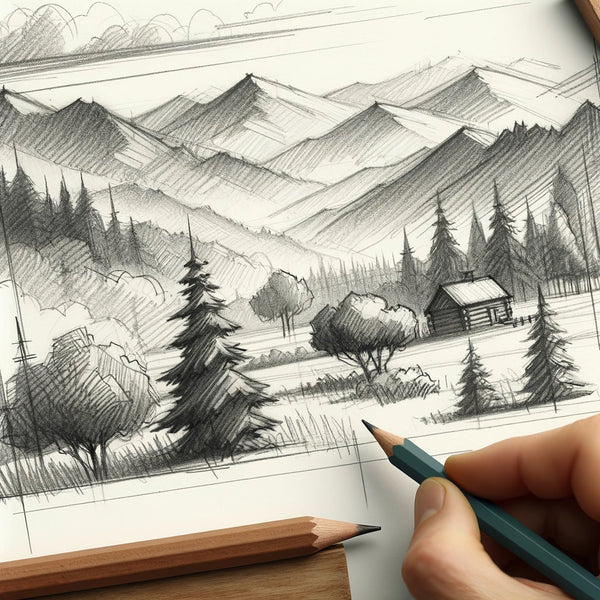sketch the composition to paint scenery