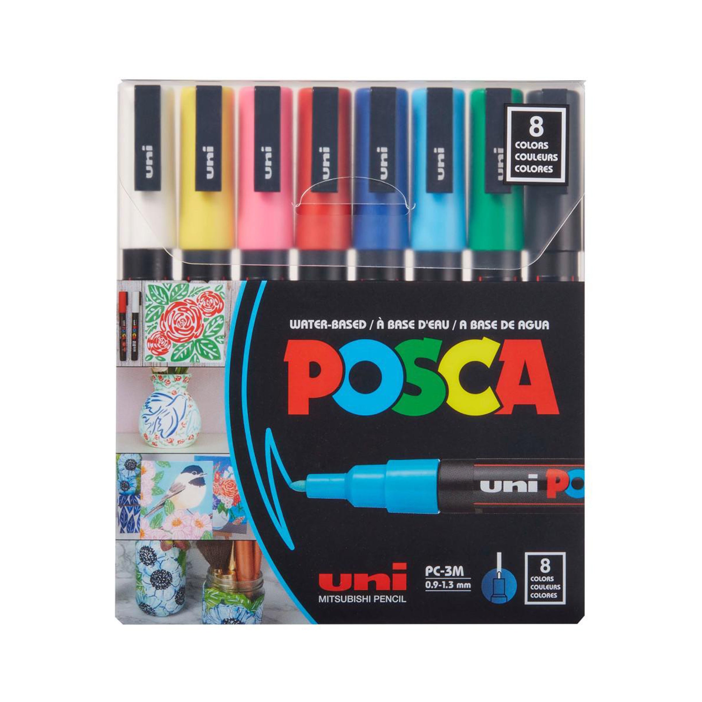 Uni-POSCA PC-3M Tip Paint Markers, Basic Colors Set 8 — ArtSnacks