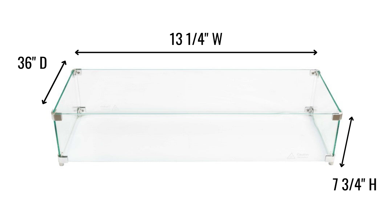 1867 Rectangle Glass Wind Guard - 13 1/4" x 36"