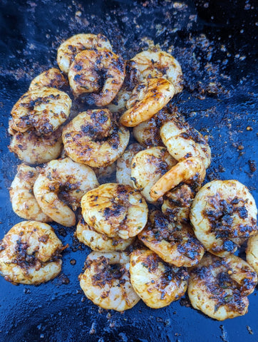 Shrimp Cooking on Griddle