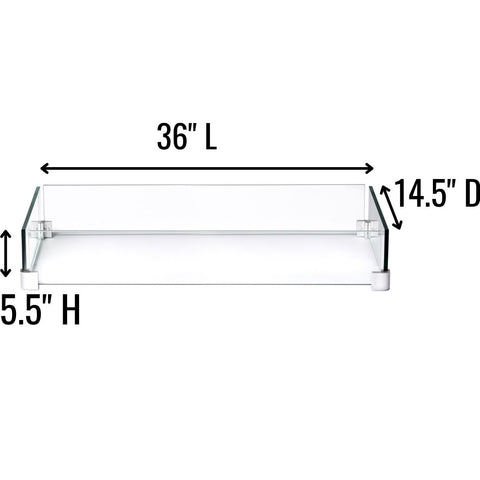 Napoleon PATIOFLAME Glass Wind Guard - 36"L x 14.5"D x 5.5"H