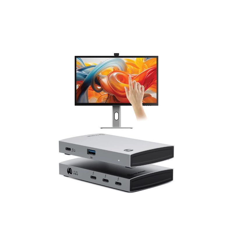 Clarity Pro Touch 27 "UHD 4Kモニター65W PD、ウェブカメラ、タッチスクリーン + Thunderbolt 4 Blaze Hub