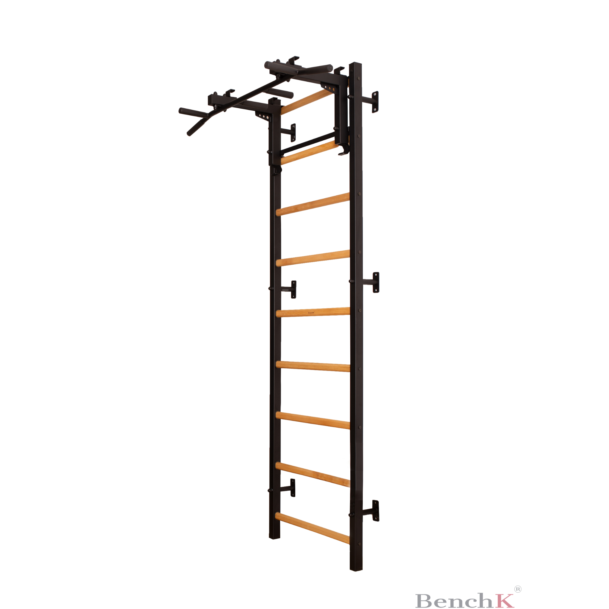 BenchK 731 Series 7 - Versatile Fitness Hub Wall Bars with Convertible 6-Grip Pull-Up Bar and Barbell Holder