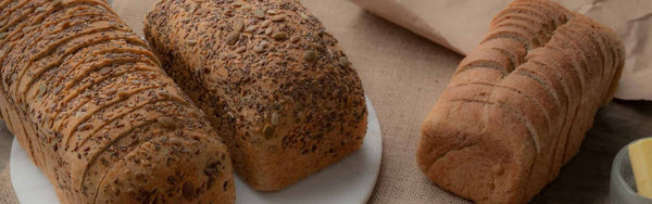 close up image of a range of low-carb loaves