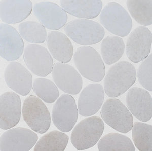 Xl Snow White Sliced Pebble Mosaic Wall & Floor Tile | 5 Tiles per case - Pebbletile.Co