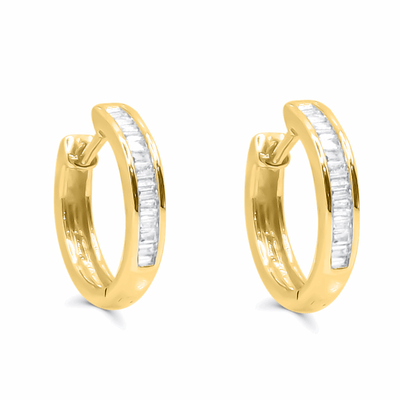 10K Gold Diamond Hoop Earring