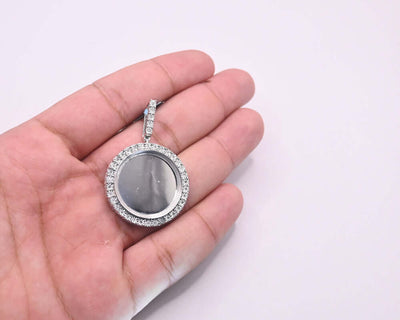 Round Shape Custom Diamond Memory Pendant (0.18CT) in 925 Sterling Silver