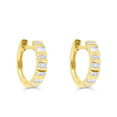 Huggie Hoop Illusion Diamond Earring (0.25CT) in 10K Gold (Yellow or White)