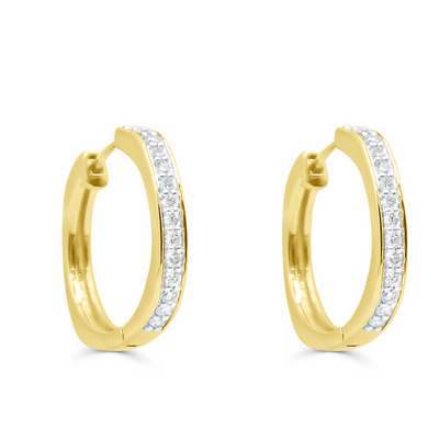 Huggie Cluster Diamond Hoop Earring (0.50CT) in 10K Gold (Yellow/White)