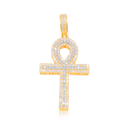 Egyptian Ankh Cross Diamond Pendant (0.60CT) in 10K Gold