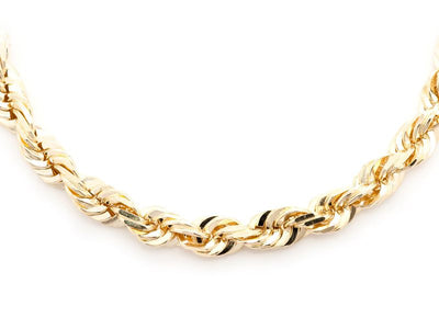 6mm 10K Gold Hollow Rope Chain (White or Yellow) - from 20 to 28 Inches