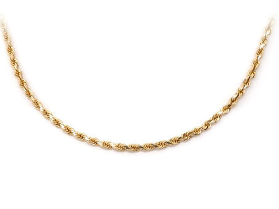 2mm 10K Solid Gold Rope Chain (White or Yellow) - from 22 to 20 Inches