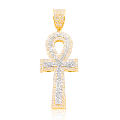 Egyptian Ankh Bling Diamond Pendant (1.00CT) in 10K Gold