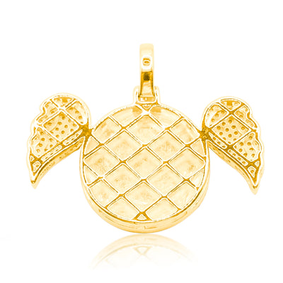 Iced Out Angel Wings Round Shape Custom Diamond Memory Pendant (1.00CT) in 10K Gold