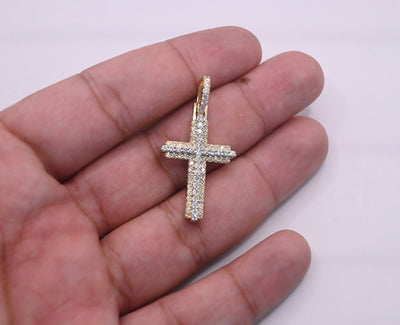 Cross Tennis Bling Diamond Pendant (1.20CT) in 10K Gold