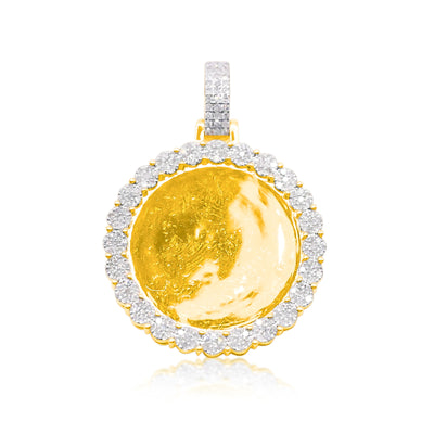 Thick Border Round Shape Custom Diamond Memory Pendant (1.25CT) in 10K Gold