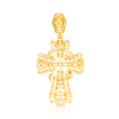 Cross Spiral Bling Diamond Pendant (1.50CT) in 10K Gold