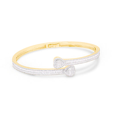 Heart Shape Baguette Diamond Bangle (1.50CT) in 10K Gold (Yellow or White or Rose) - 4mm